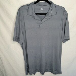 Mizzen + Main Classic Polo Shirt Mens Large Blue Stripe Golf Performance Stretch